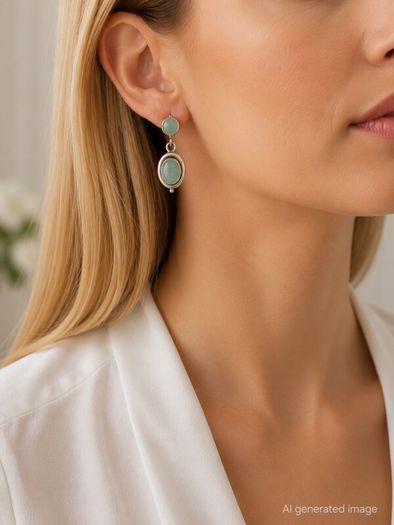 Vintage 925 Sterling Silver & Amazonite Earrings