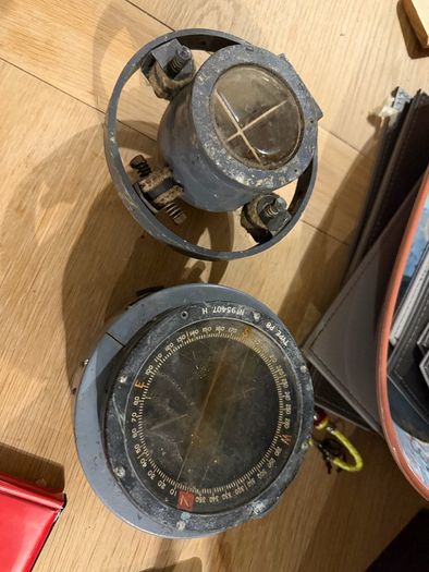 WWII RAF Type P8 aircraft compass, a type used in the Spitfire and other RAF aircraft