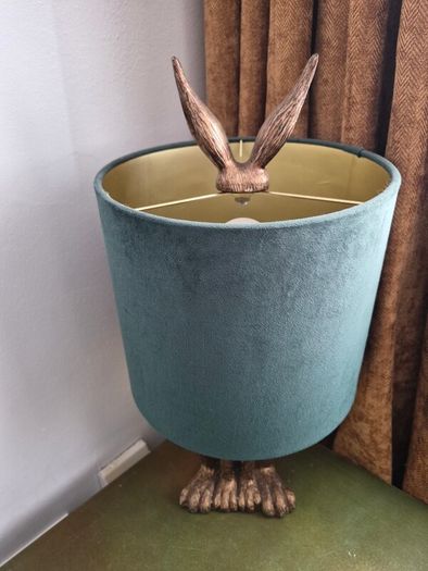 Green and gold bunny lamp