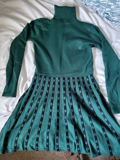 Jumper dress dark green M turtle neck