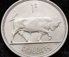 [#825] - Ireland 1964 | Irish 1s | One Shilling | Bull | KM.14a | UNC