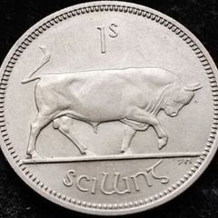[#825] - Ireland 1964 | Irish 1s | One Shilling | Bull | KM.14a | UNC