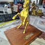Beautiful Heavy Brass Rearing Horse Sculpture Mounted on a Wooden Base, Commemorating a Winner of a Gold Cup The engraved text indicates an event date of October 15, 1992 15.10.92, Postage Available Image 2