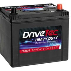 DriveTec Car Battery DM005 12V 60Ah 510A For Mazda 3 1.6 2.3 DiSi Turbo MPS