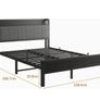 Double Bed Frames with Wooden Storage Headboard,Heavy Duty Metal Upholstered Platform Bed Frame Image 9