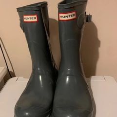 Hunter Original Short Wellies - Gloss Grey - Size 37/4