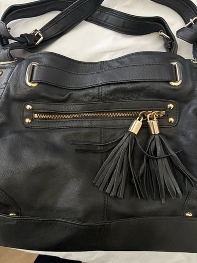 Black pure leather handbag Dune