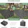 Outdoor Rug Garden Rugs Waterproof Reversible Recycled Outdoor Carpet Washable UV Resistant Modern Area Rugs for Patios, Picnic, Backyard, 240 by  300cm, Black & Grey Image 2