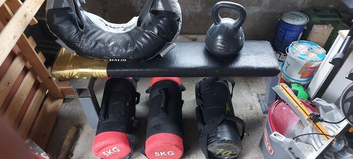 Boxing bag and dip/squat rack