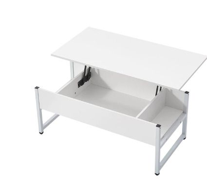 BRAND NEW Coffee Table With Storage Shelf lLift-Up sidetable Desk Metal Leg Laptop Table Study Desk Livingroom Furniture White