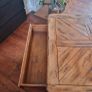 Square solid wood coffee table with drawers for storage. Rustic finish Image 8