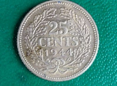 Netherlands 1944 25 cent  Coin Very Fine condition