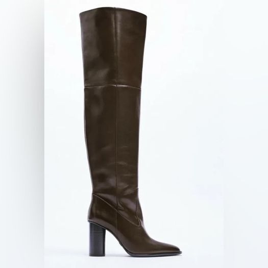 Zara Over The Knee Leather Boots