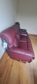 Wine leather lazboy Armchair and 2 seater