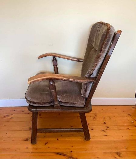 Elegant Vintage Armchair | Upholstered Wooden Frame