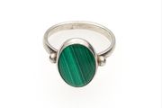 Vintage 925 Sterling Silver &amp; Green Malachite Ring