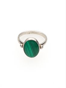 Vintage 925 Sterling Silver & Green Malachite Ring