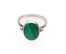 Vintage 925 Sterling Silver & Green Malachite Ring