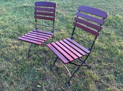 Pair of quality wooden garden chairs