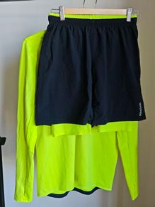 Reebok Running Set Mens S 2-in-1 Shorts  Top Half Zip