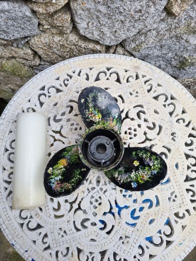 boat propeller hand painted candle holder