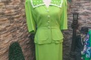 Vintage 40s 50s style Lime green skirt suit