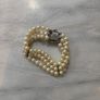 Vintage 14K White Gold & Triple-Strand Cultured Pearl Bracelet Image 2