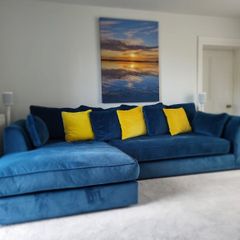 Whitemeadow Deep Teal Velvet Corner Sofa - Excelle
