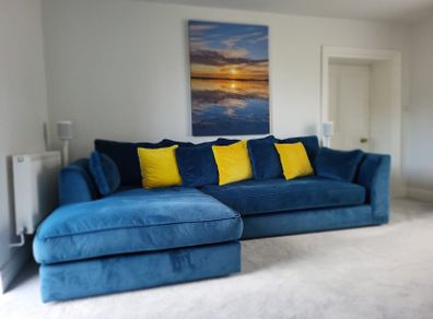 Whitemeadow Deep Teal Velvet Corner Sofa - Excelle