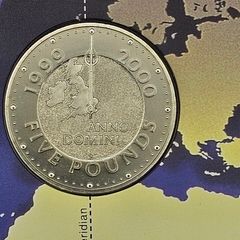 UK Millennium Five Pound Coin 1999 2000 Greenwich Meridian Royal Mint Pack