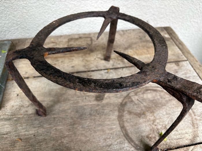19 th Century Hand Forged wrought iron Fire Hearth Trivet