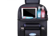 Leather Pad Bag Car Seat Back Organizer Foldable Table Tray