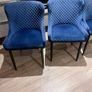 4 blue velvet dining chairs Image 2