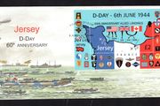 2004 Jersey 60th Anniversary of D-Day souvenir sheet (showing Normandy landing beaches) Commemorative Stamp Miniature Sheet First Day Cover (FDC)
