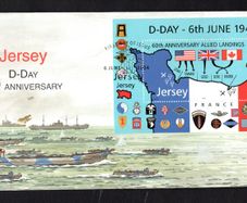 2004 Jersey 60th Anniversary of D-Day souvenir sheet (showing Normandy landing beaches) Commemorative Stamp Miniature Sheet First Day Cover (FDC)