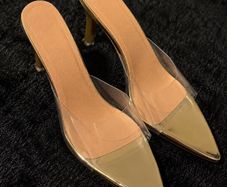Gold & Clear Pointed Toe Heels Size 41 (Fits 40,40.5)