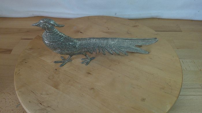 Vintage Silver Plated Pheasant Figurine Decorative Table Bird Centerpiece 280mm Long  Large Metal Ornament