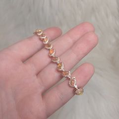 S925 silver rose gold opal bracelet STIFF CLASP
