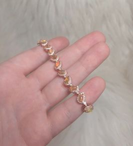 S925 silver rose gold opal bracelet STIFF CLASP