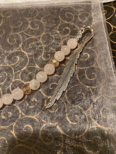 Beautiful Handmade Rose Quartz Crystal Angel Bookmark