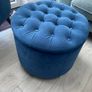 Blue Velvet Chair with matching Footstool Image 2