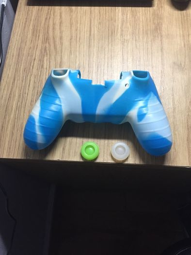 Official PlayStation 4 Controller with Camouflage Blue Soft Silicon Cover and Two Thumb Grip Covers