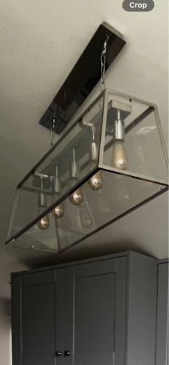 Over island 5 bulb clear glass light
