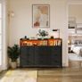 Black Chest of Drawers Bedroom, 9 Fabric Drawers, 130 x 30 x 97cm Image 10