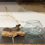 Handmade Molten Glass Bowl on Natural Wood,  Boxed Image 2