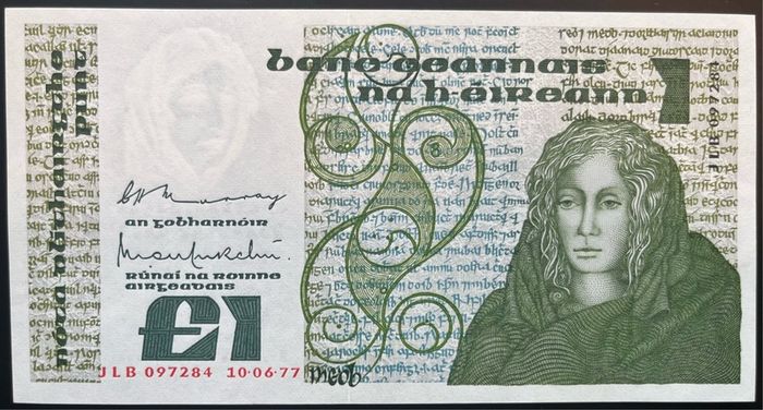 Ireland 1977 Series B 1 Pound Banknote UNC