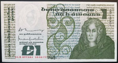 Ireland 1977 Series B 1 Pound Banknote UNC