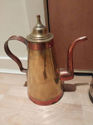 Unusual coffee pot brass & copper