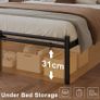 Double Bed Frame with Headboard and Footboard 4ft6 Metal Platform Bed Frame, 36 cm High, Modern Style, Under Bed Storage, Noise Free, Easy Assembly, Black Image 6