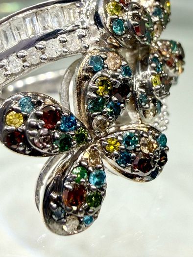 Diamond Designer-Inspired Multi-Color Diamond Floral Ring